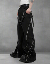 Men's Zippered Wide-Leg Trousers